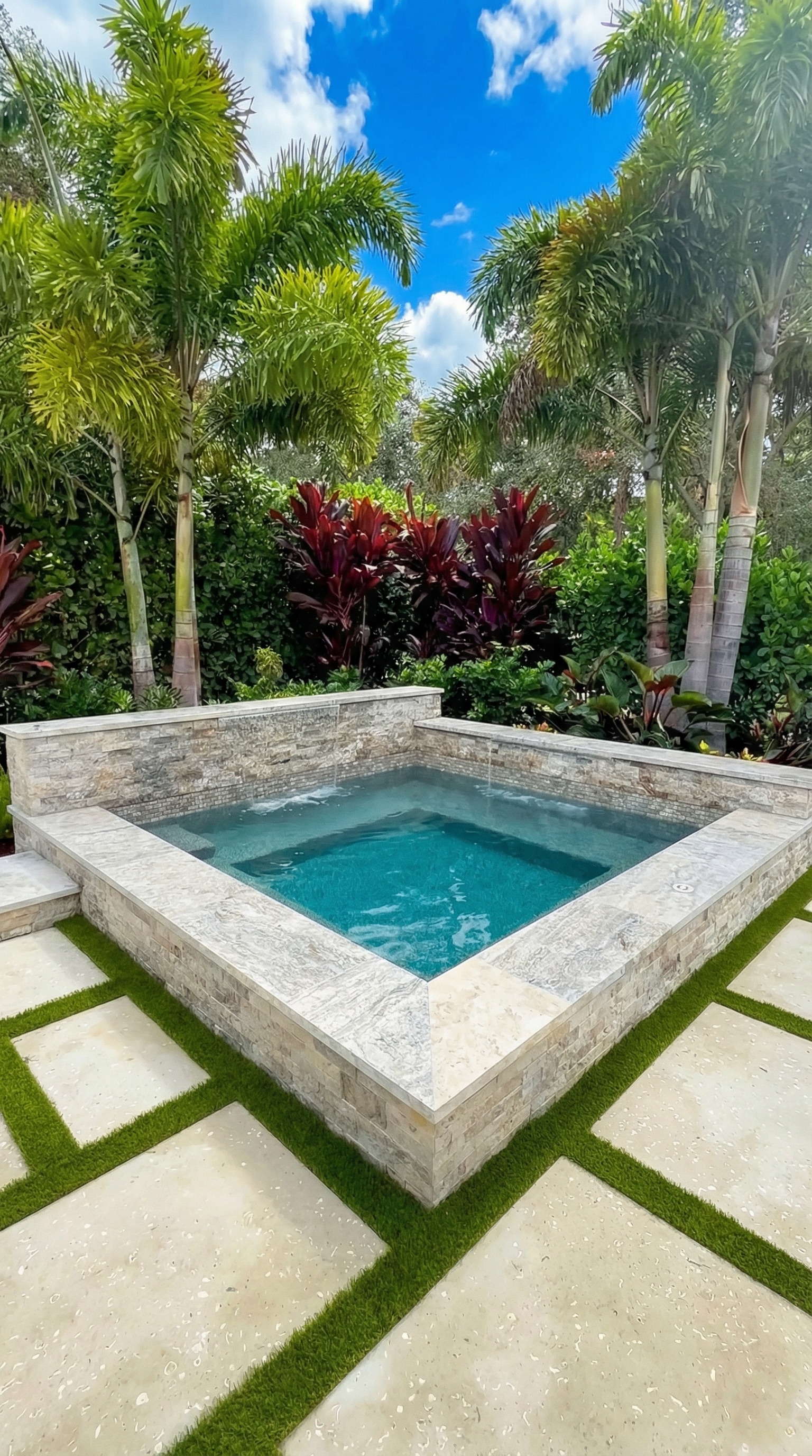 Premier spa with tropical landscaping