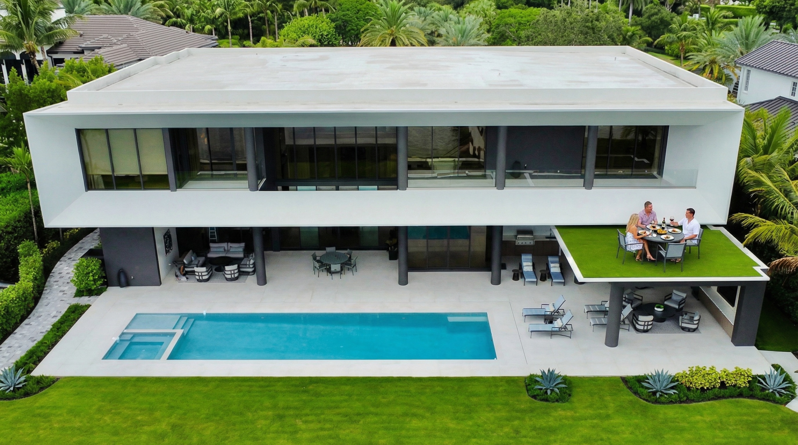 Ultra-modern home with sleek pool